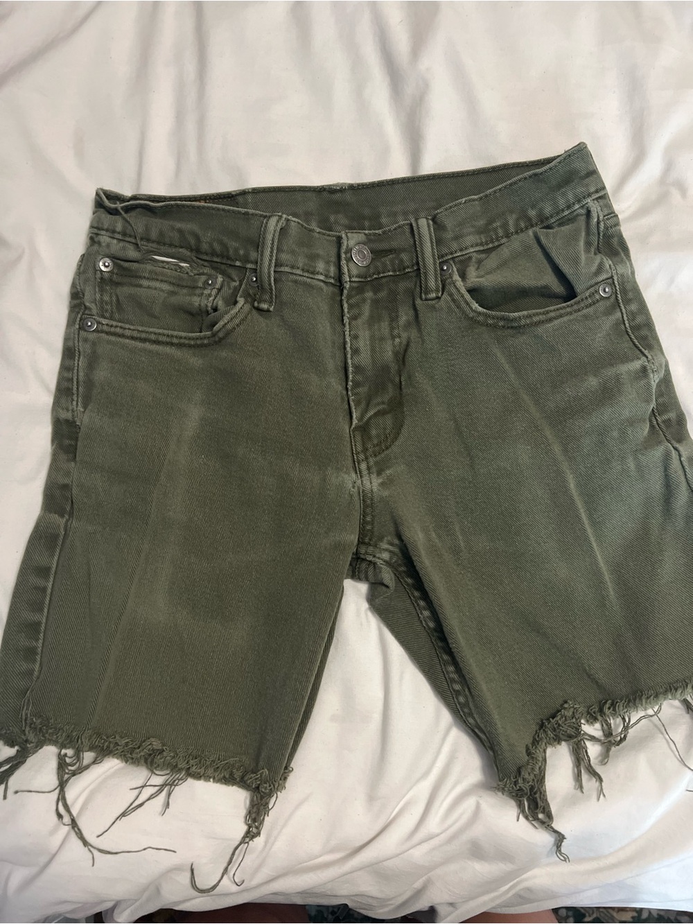 Levi's Olive Green Cutoff Jean Shorts